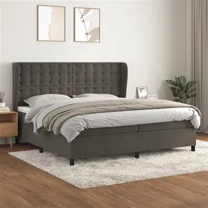 vidaXL Sommier à lattes de lit et matelas Gris foncé 200x200cm Velours pas cher