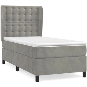 vidaXL Sommier à lattes de lit et matelas Gris clair 100x200cm Velours pas cher