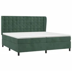 vidaXL Sommier à lattes de lit et matelas Vert foncé 200x200cm Velours pas cher
