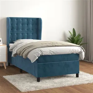 vidaXL Sommier à lattes de lit avec matelas Bleu foncé 90x200 cm pas cher