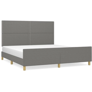 vidaXL Cadre de lit avec tête de lit Gris foncé 180 x 200 cm Tissu pas cher