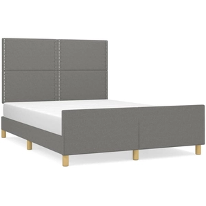 vidaXL Cadre de lit avec tête de lit Gris foncé 140x200 cm Tissu pas cher