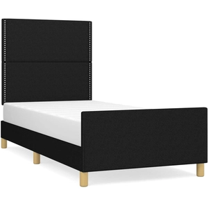 vidaXL Cadre de lit avec tête de lit Noir 140x200 cm Tissu pas cher