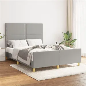vidaXL Cadre de lit avec tête de lit Gris clair 140x200 cm pas cher