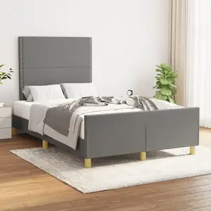 vidaXL Cadre de lit avec tête de lit Gris foncé 120x200 cm Tissu pas cher