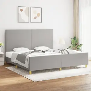 vidaXL Cadre de lit avec tête de lit Gris clair 200x200 cm Tissu pas cher