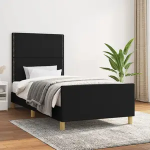 vidaXL Cadre de lit avec tête de lit Noir 90x190 cm Tissu pas cher