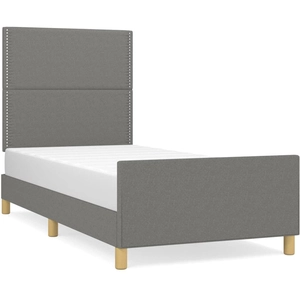 vidaXL Cadre de lit avec tête de lit Gris foncé 90x200 cm Tissu pas cher