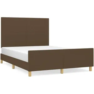 vidaXL Cadre de lit avec tête de lit Marron foncé 140x200 cm Tissu pas cher