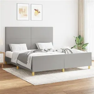 vidaXL Cadre de lit avec tête de lit Gris clair 160x200 cm Tissu pas cher