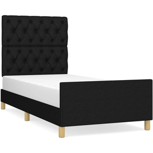 vidaXL Cadre de lit avec tête de lit Noir 90x190 cm Tissu pas cher