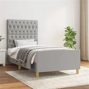 vidaXL Cadre de lit avec tête de lit Gris clair 90x190 cm Tissu pas cher