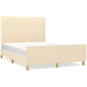 vidaXL Cadre de lit avec tête de lit Crème 140x200 cm Tissu pas cher