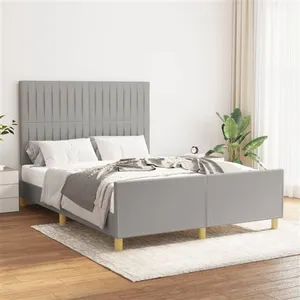 vidaXL Cadre de lit avec tête de lit Gris clair 140x200 cm pas cher