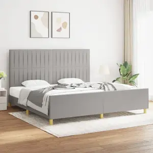 vidaXL Cadre de lit avec tête de lit Gris clair 200x200 cm Tissu pas cher