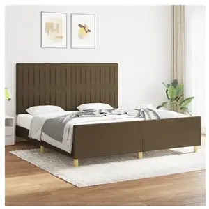 vidaXL Cadre de lit avec tête de lit marron foncé 180x200 cm Tissu pas cher
