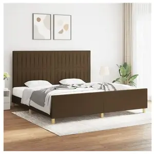 vidaXL Cadre de lit avec tête de lit marron foncé 200x200 cm Tissu pas cher