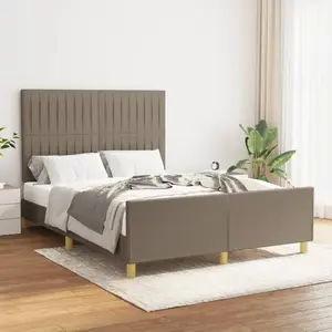 vidaXL Cadre de lit avec tête de lit Taupe 140x190 cm Tissu pas cher