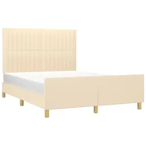 vidaXL Cadre de lit avec tête de lit Crème 140x190 cm Tissu pas cher