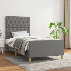 vidaXL Cadre de lit avec tête de lit Gris foncé 80x200 cm Tissu pas cher