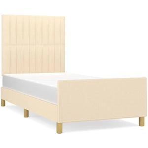 vidaXL Cadre de lit avec tête de lit Crème 200 x 200 cm Tissu pas cher