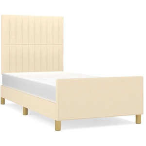 vidaXL Cadre de lit avec tête de lit Crème 100x200 cm Tissu