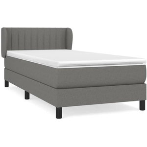 vidaXL Sommier à lattes de lit avec matelas Gris foncé 160x200cm Tissu pas cher
