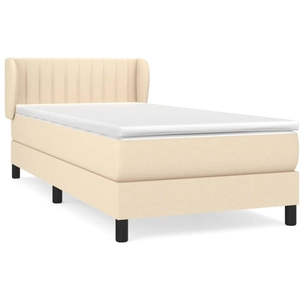 vidaXL Sommier à lattes de lit avec matelas Crème 140x200 cm Tissu pas cher
