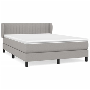 vidaXL Lit à sommier tapissier avec matelas Gris clair 140x200cm Tissu pas cher