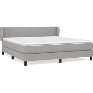 vidaXL Sommier à lattes de lit avec matelas Gris clair 160x200cm Tissu pas cher