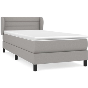 vidaXL Sommier à lattes de lit avec matelas Gris clair 200x200cm Tissu pas cher