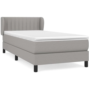 vidaXL Sommier à lattes de lit avec matelas Gris clair 100x200cm Tissu pas cher