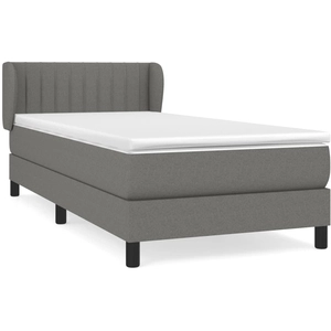 vidaXL Sommier à lattes de lit avec matelas Gris foncé 90x200 cm Tissu pas cher