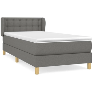 vidaXL Sommier à lattes de lit avec matelas Gris foncé 140x190cm Tissu pas cher