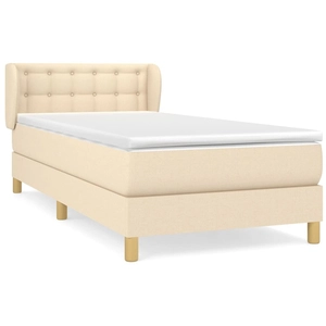 vidaXL Sommier à lattes de lit avec matelas Crème 100x200 cm Tissu pas cher
