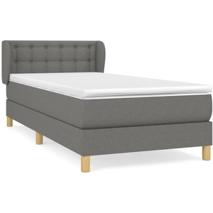 vidaXL Sommier à lattes de lit et matelas Gris foncé 90x190 cm Tissu pas cher