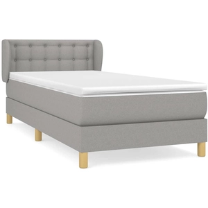 vidaXL Sommier à lattes de lit et matelas Gris clair 90x190 cm Tissu pas cher