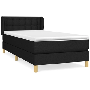 vidaXL Sommier à lattes de lit avec matelas Noir 100x200 cm Tissu pas cher