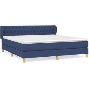 vidaXL Sommier à lattes de lit avec matelas Bleu 180x200 cm Tissu pas cher