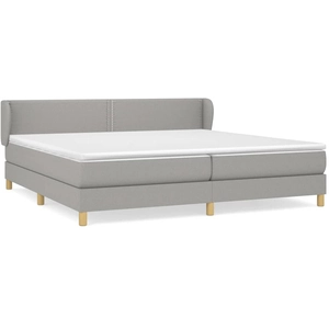 vidaXL Sommier à lattes de lit avec matelas Gris clair 200x200cm Tissu pas cher
