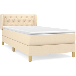 vidaXL Sommier à lattes de lit avec matelas Crème 140x190 cm Tissu pas cher