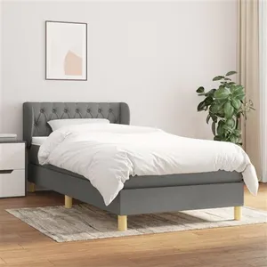 vidaXL Sommier à lattes de lit avec matelas Gris foncé 100x200cm Tissu pas cher