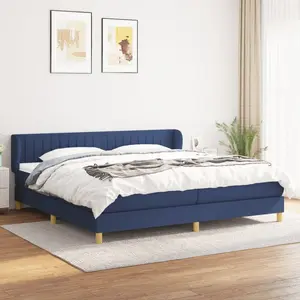 vidaXL Sommier à lattes de lit avec matelas Bleu 200x200 cm Tissu pas cher