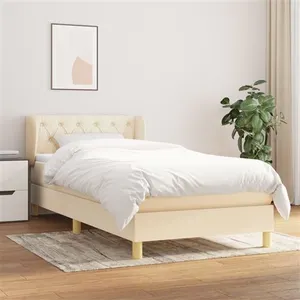 vidaXL Sommier à lattes de lit avec matelas Crème 80x200 cm Tissu pas cher