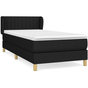 vidaXL Sommier à lattes de lit avec matelas Noir 140x200 cm Tissu pas cher