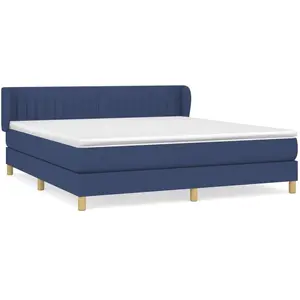 vidaXL Sommier à lattes de lit avec matelas Bleu 160x200 cm Tissu pas cher