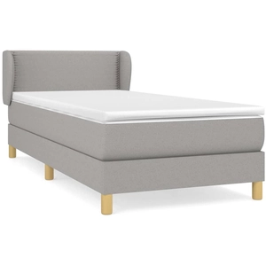 vidaXL Sommier à lattes de lit avec matelas Gris clair 140x190cm Tissu pas cher