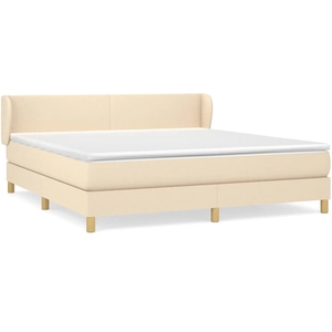 vidaXL Sommier à lattes de lit avec matelas Crème 160x200 cm Tissu pas cher