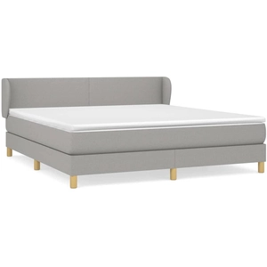 vidaXL Sommier à lattes de lit avec matelas Gris clair 180x200cm Tissu pas cher