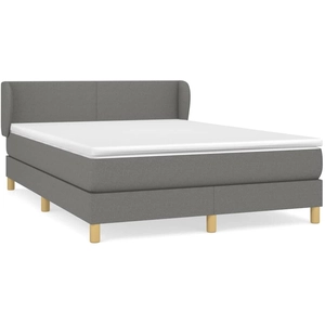 vidaXL Sommier à lattes de lit avec matelas Gris foncé 160x200cm Tissu pas cher